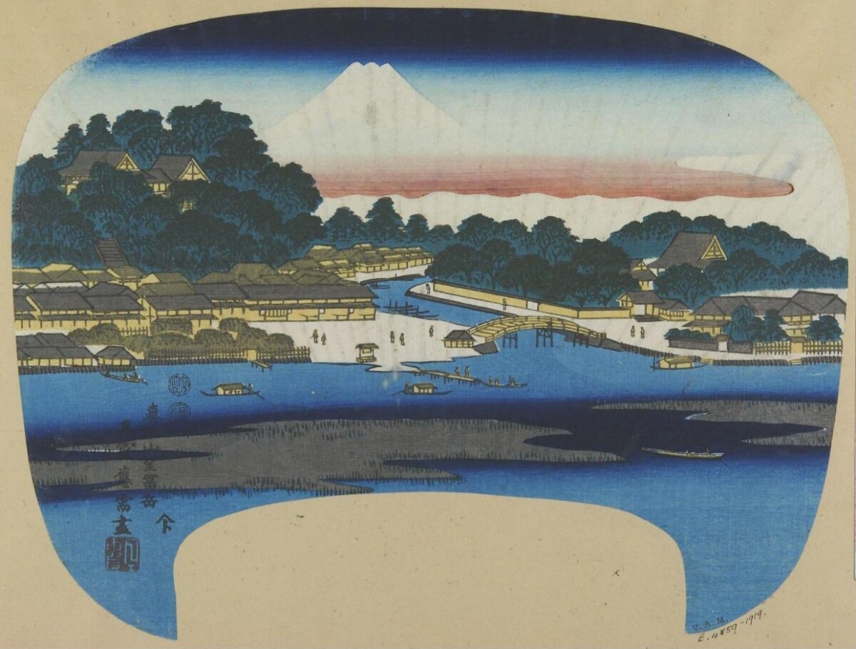 Ukiyo-e Mount Fuji Riverside View