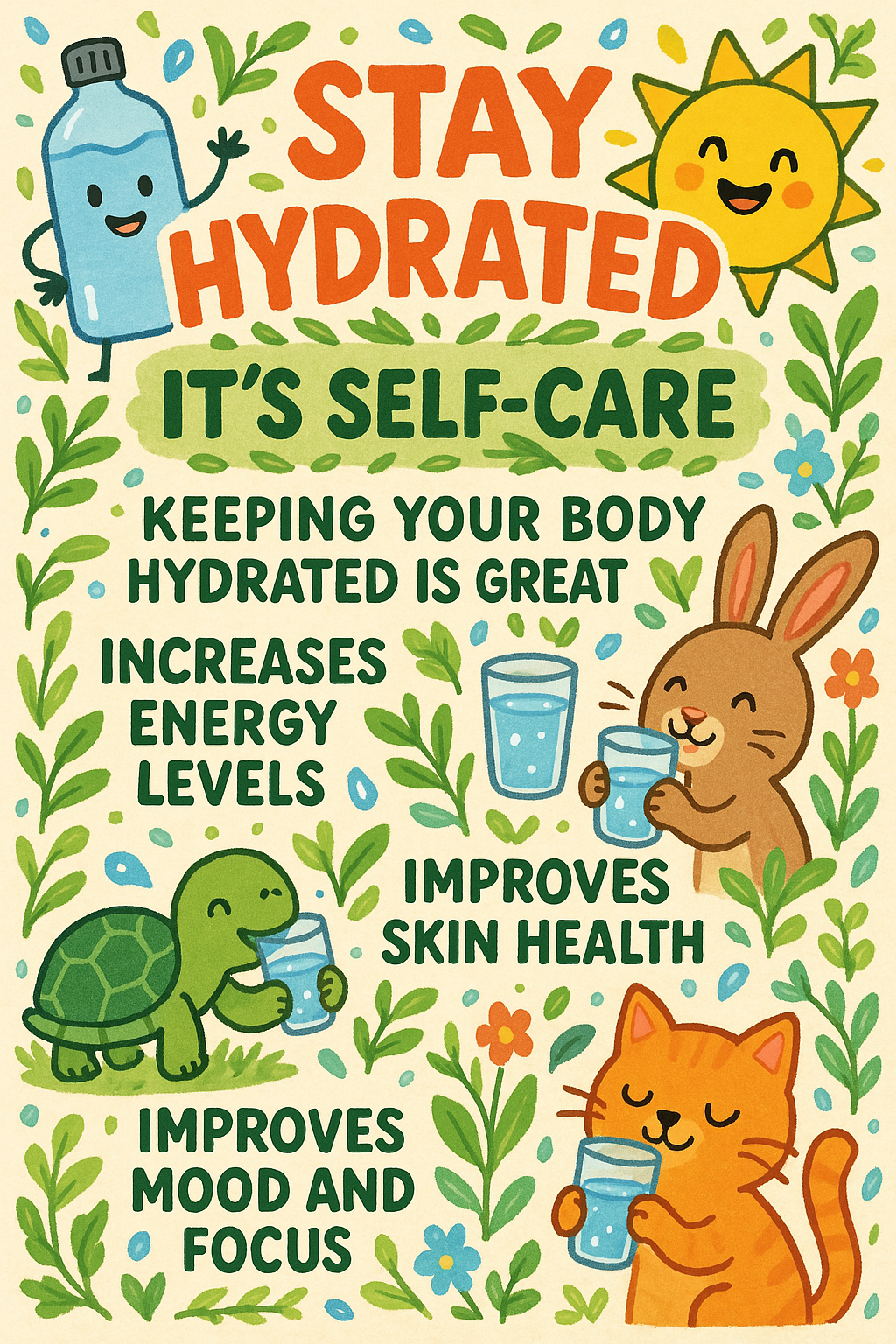 Stay Hydrated Self-Care Infographic