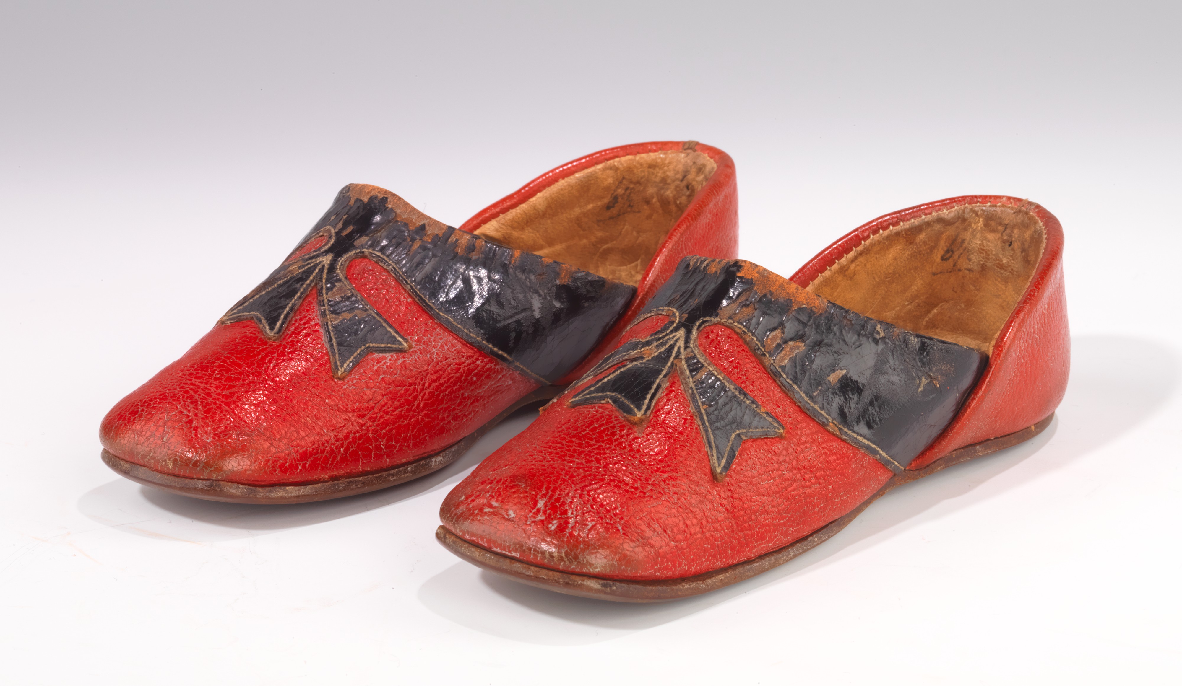 Vintage Red Leather Slippers