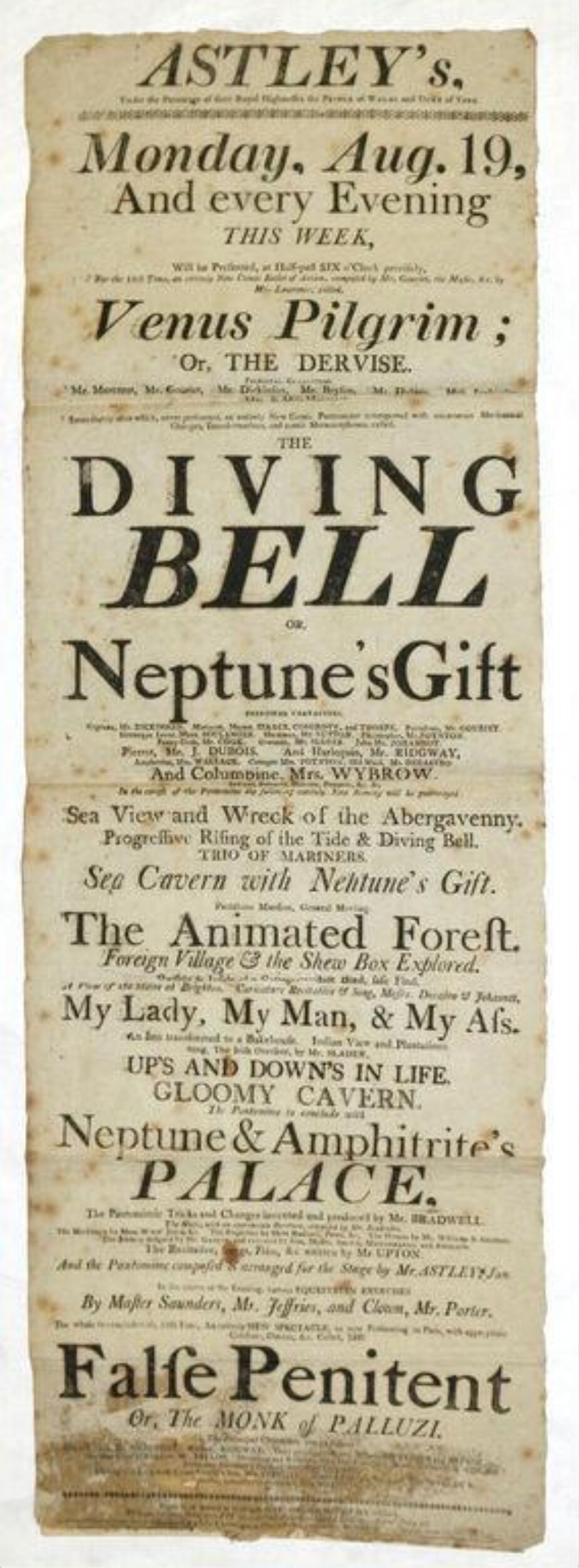 Vintage Astley's Theatre Playbill
