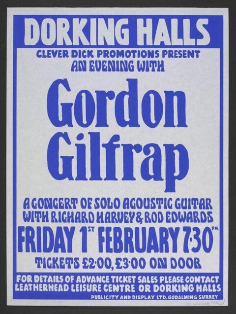 Gordon Gilfrap Dorking Halls Concert Poster