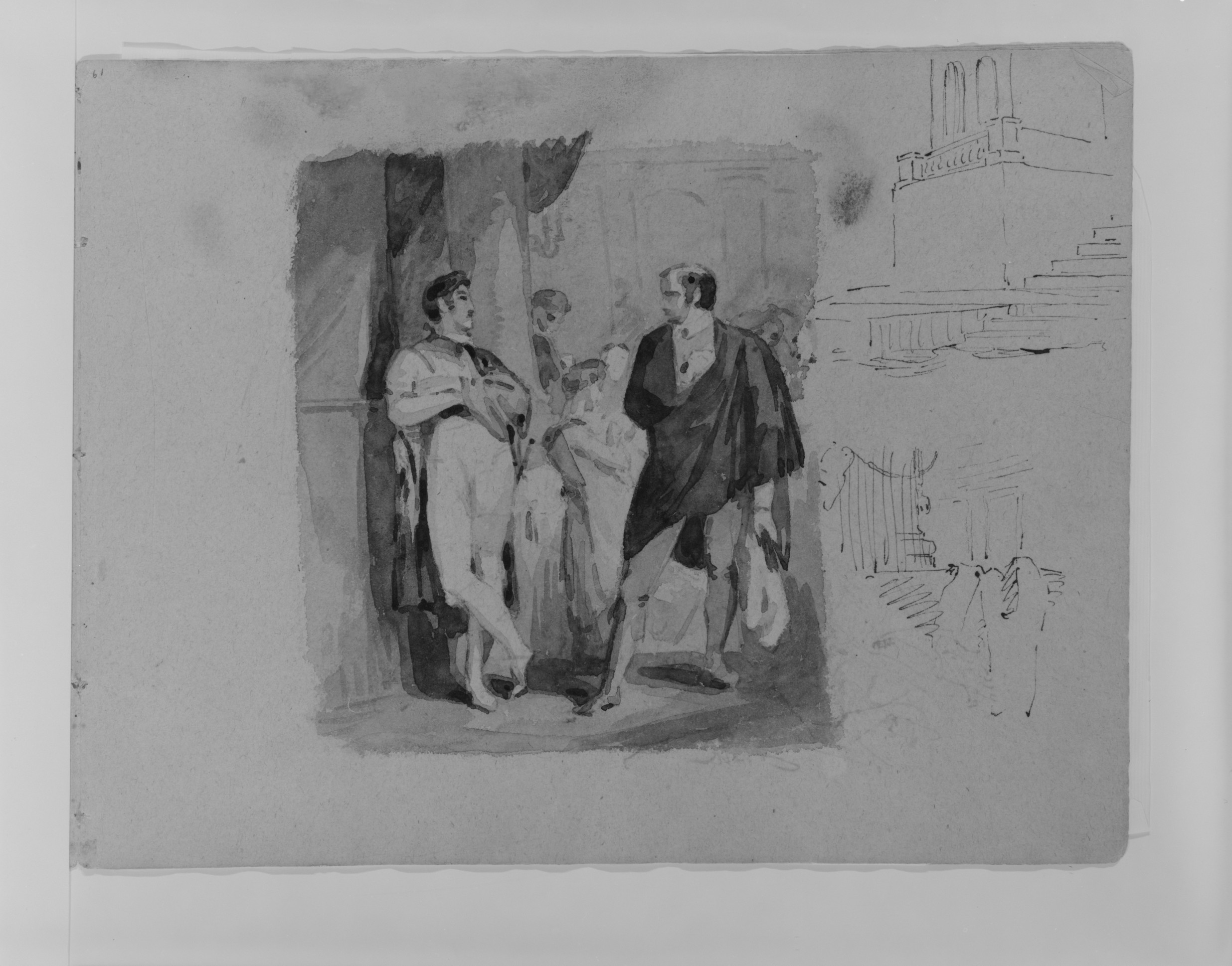 Monochrome Figure Sketch of Two Men
