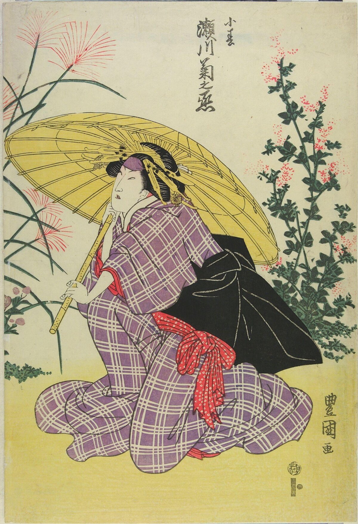 Japanese Ukiyo-e Actor with Umbrella