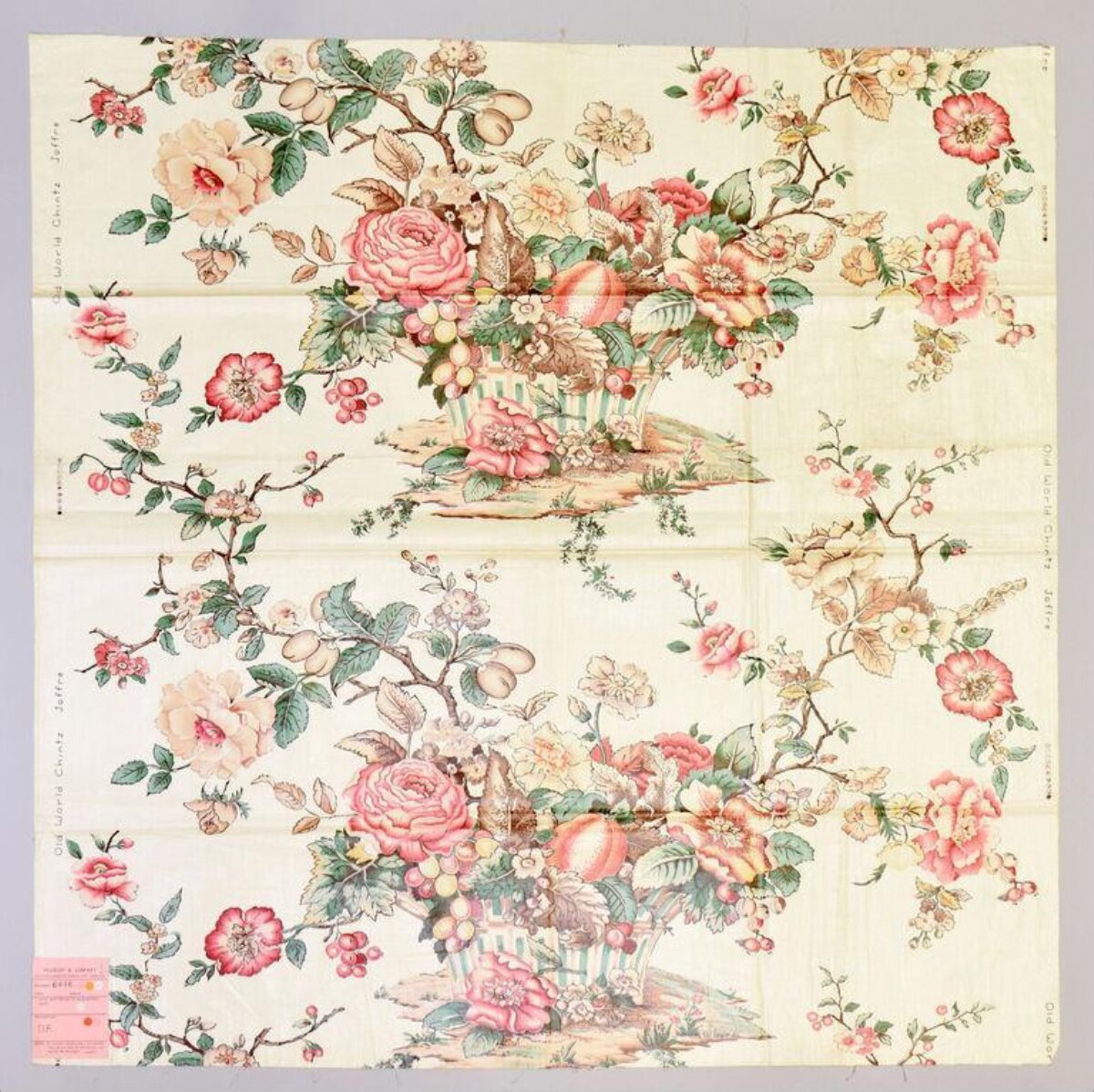 Vintage Floral Basket Fabric Print