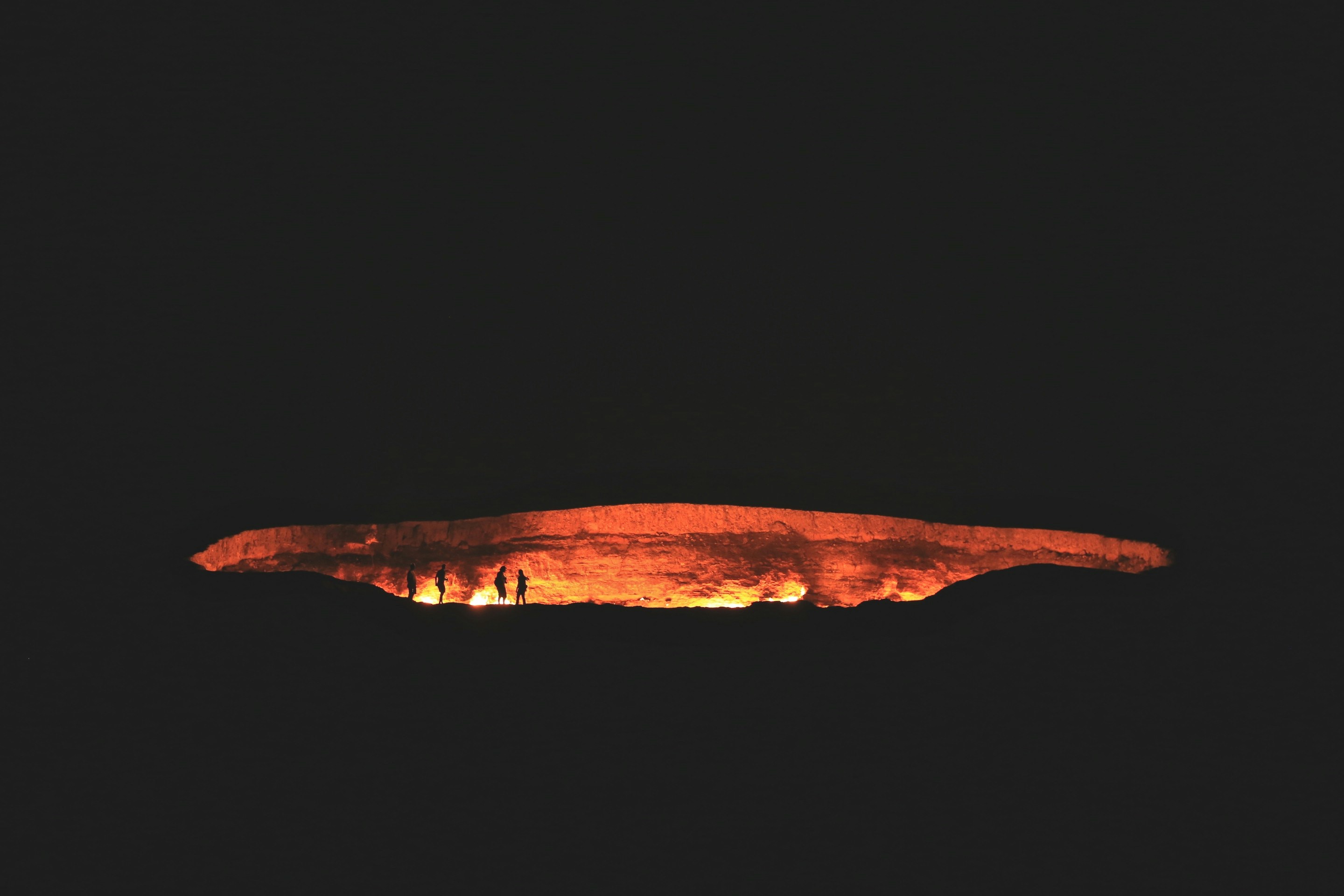 Burning Crater at Night