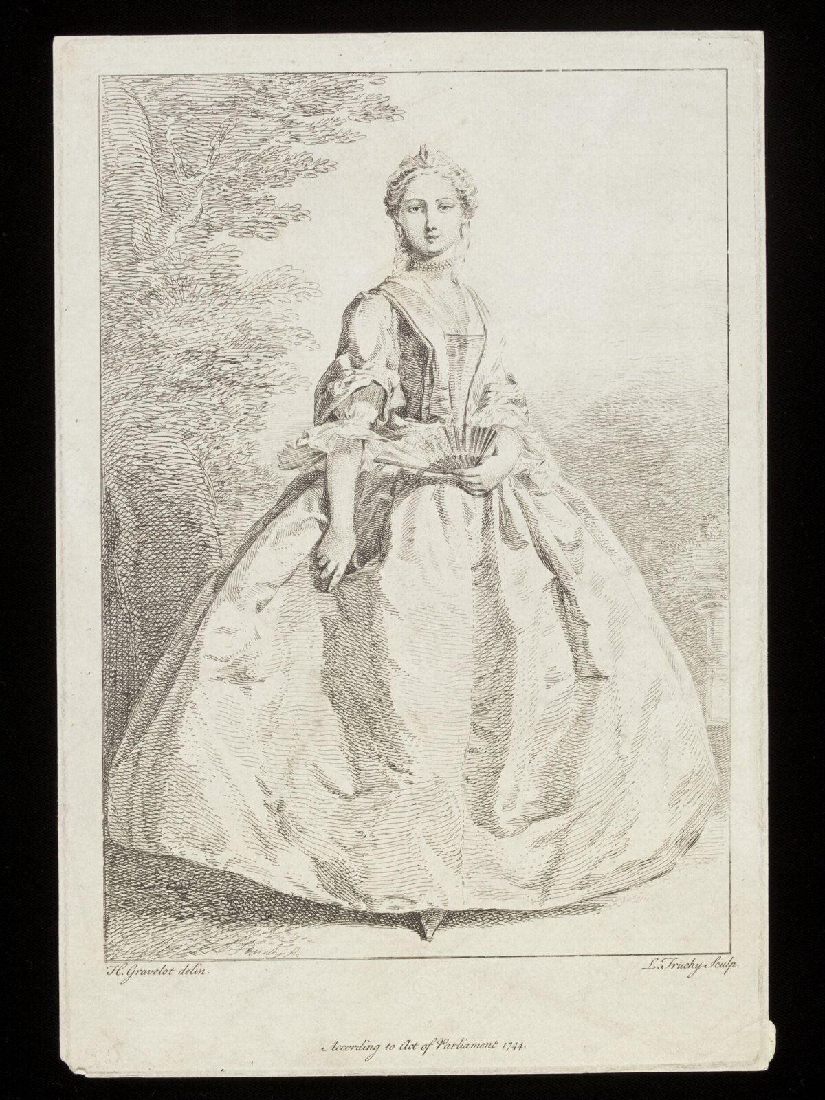 1744 Engraving of a Standing Lady