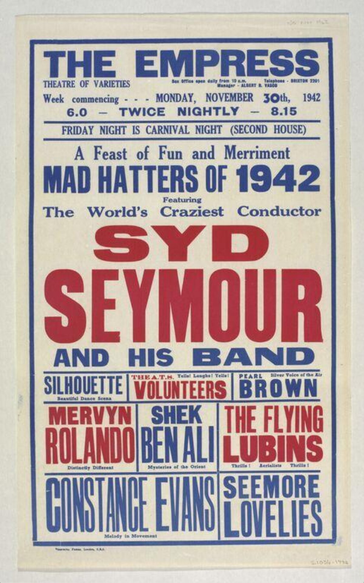 1942 Empress Theatre Variety Show Poster