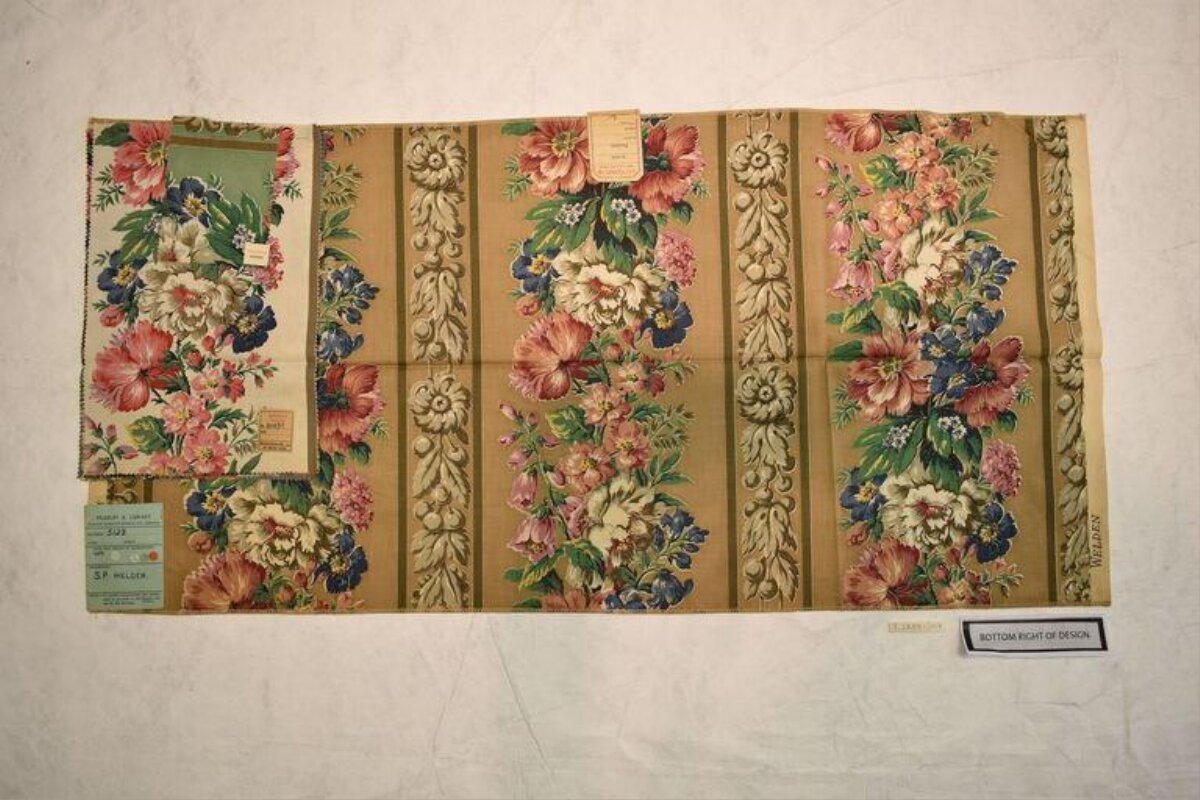 Vintage Floral Stripe Fabric Sample