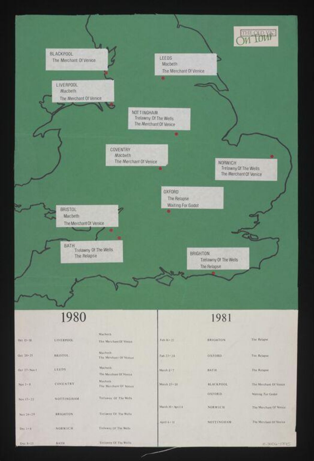 Old Vic 1980-1981 Tour Map