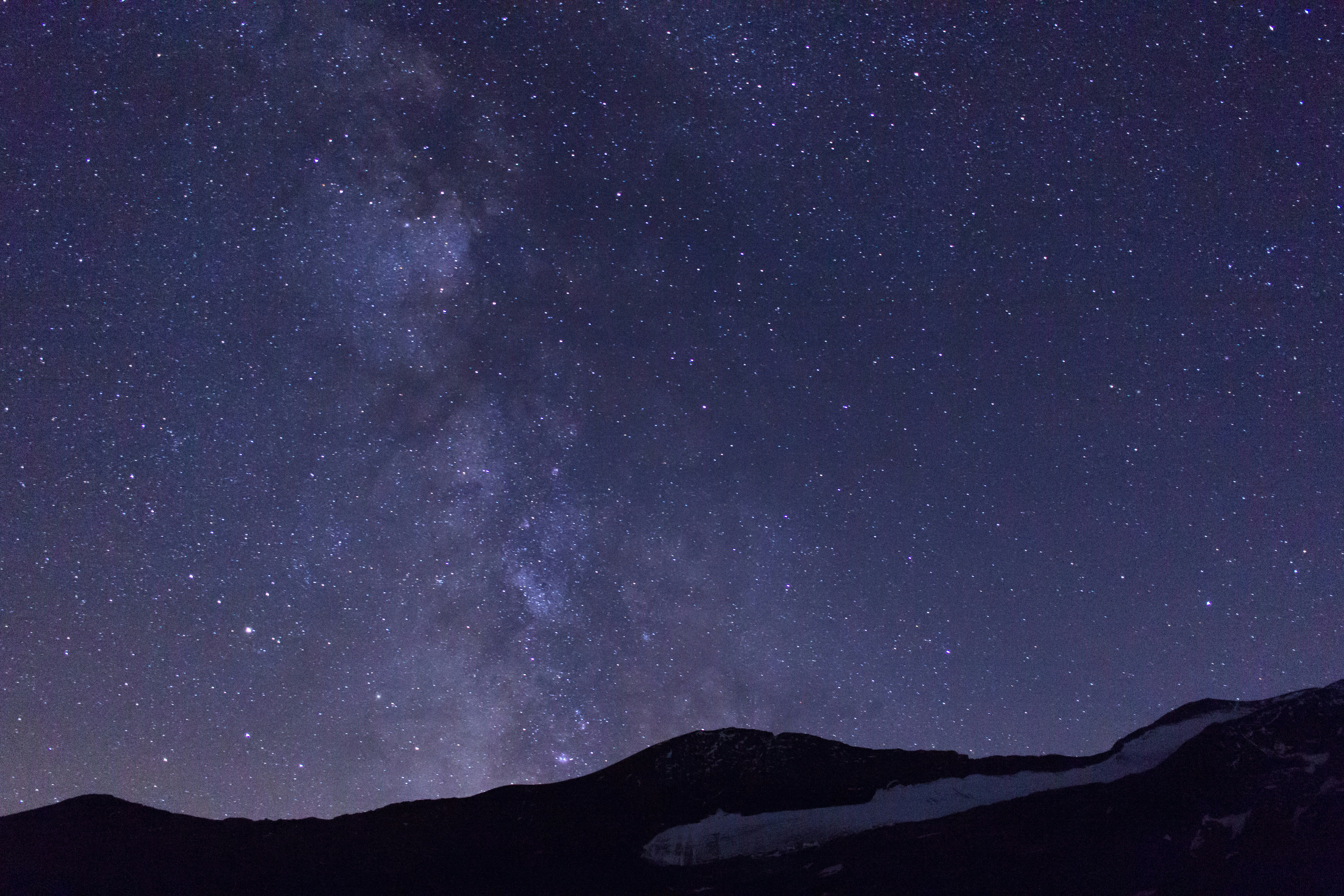 Milky Way Over Snowy Mountains at Night
