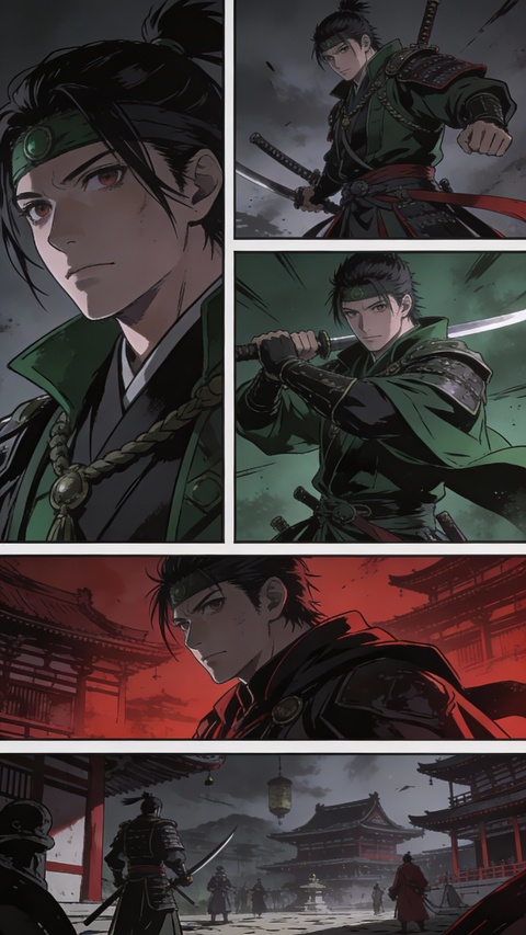 Samurai Warrior Comic Panels