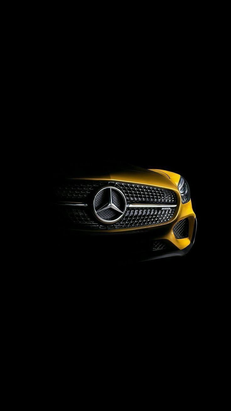 Front of Yellow Mercedes Sports Car