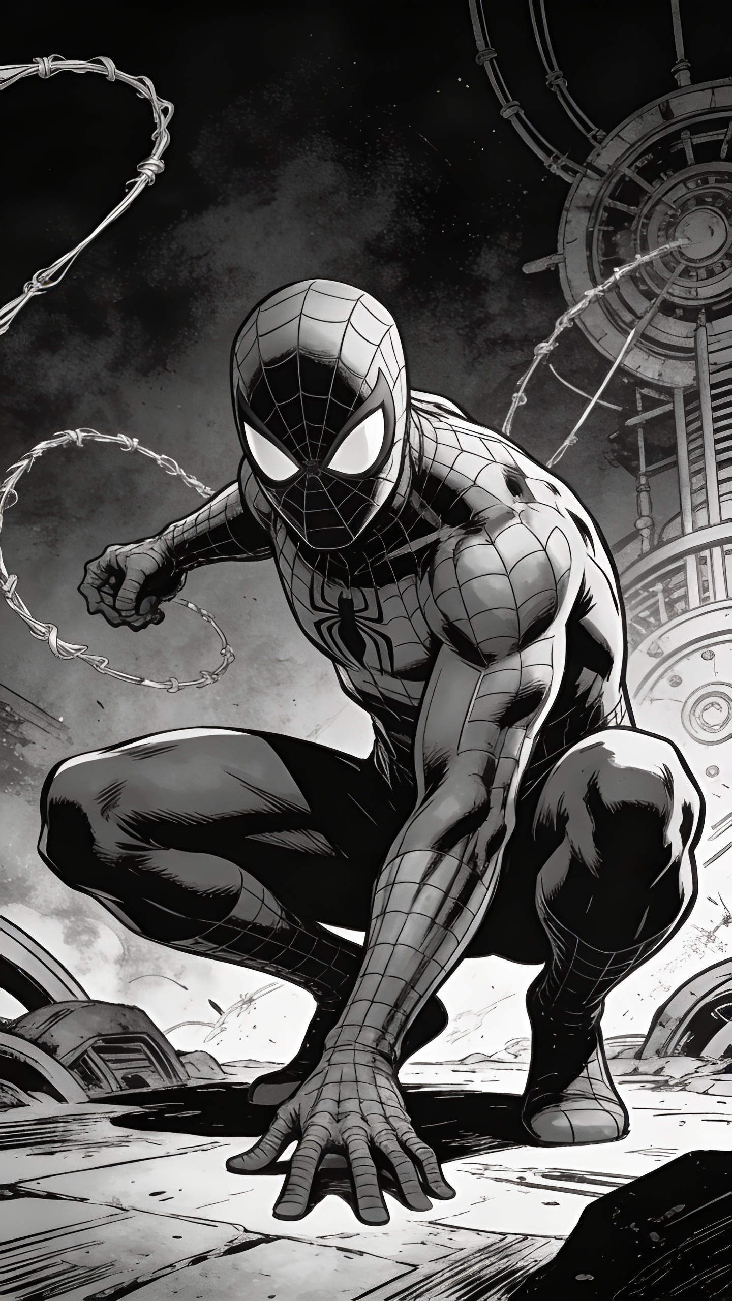 Crouching Spider-Man Comic Art