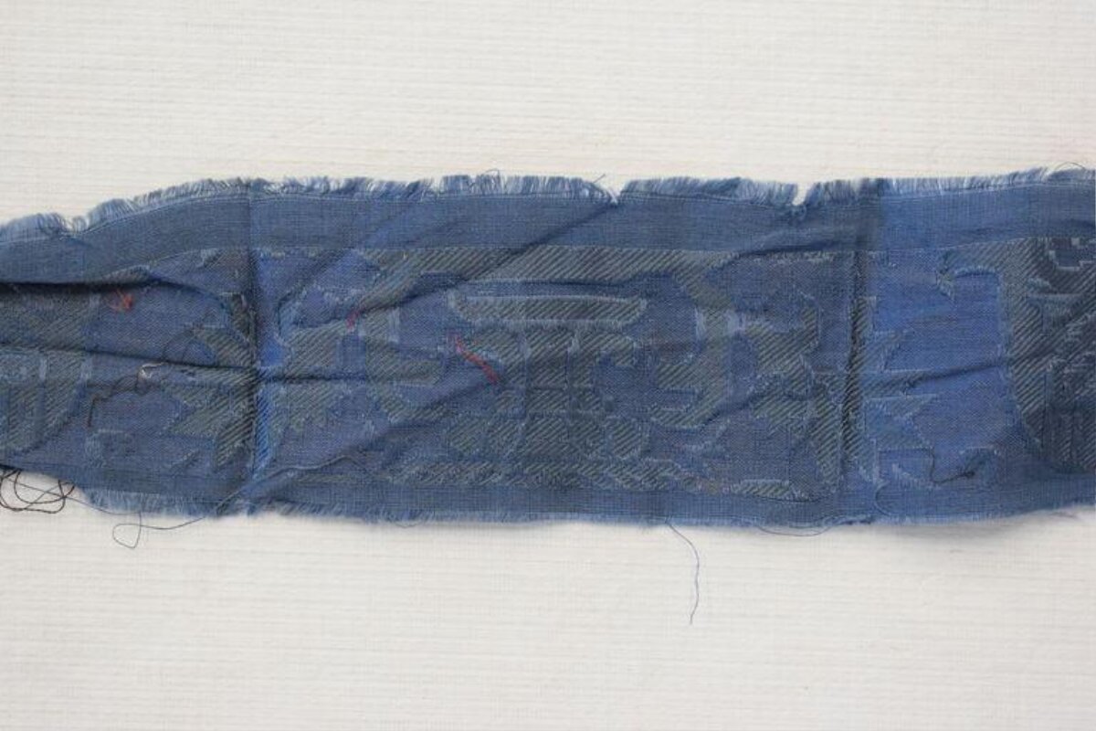 Ancient Blue Patterned Textile Fragment