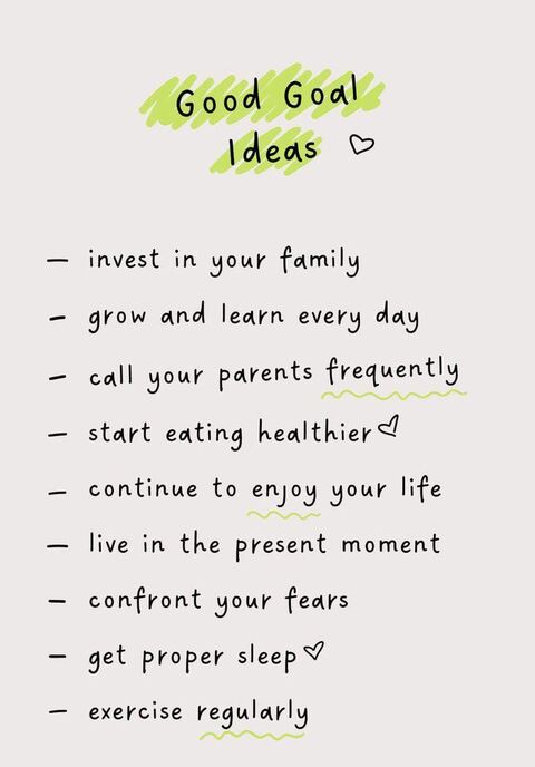 Good Goal Ideas List
