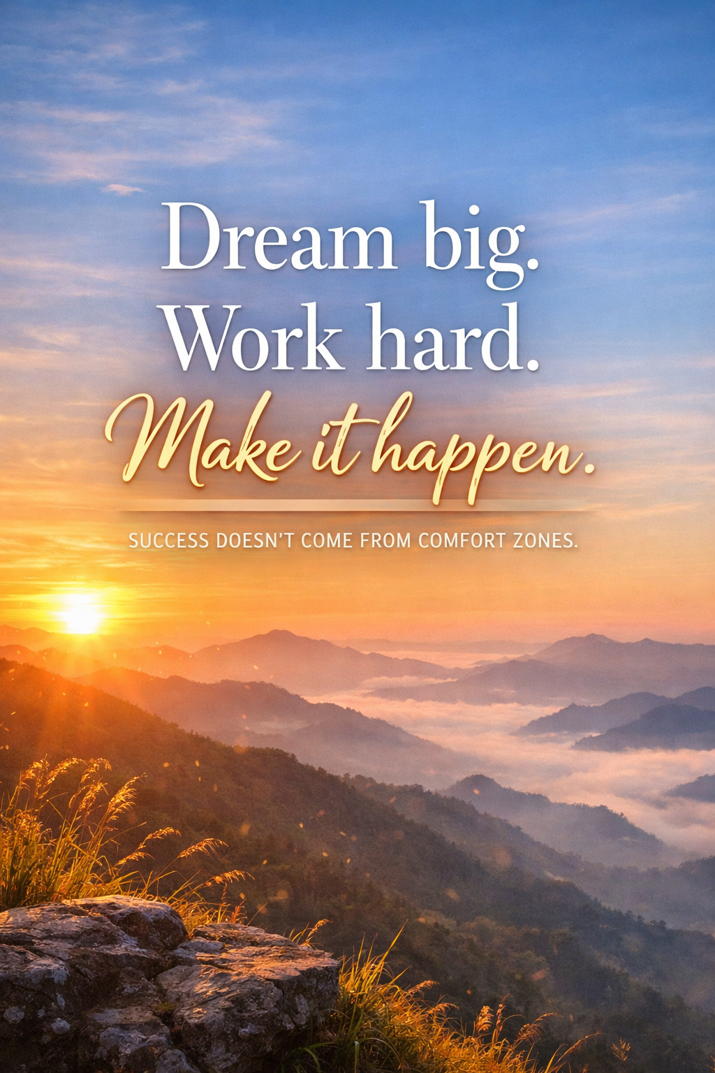 Motivational Quote Mountain Sunrise Landscape