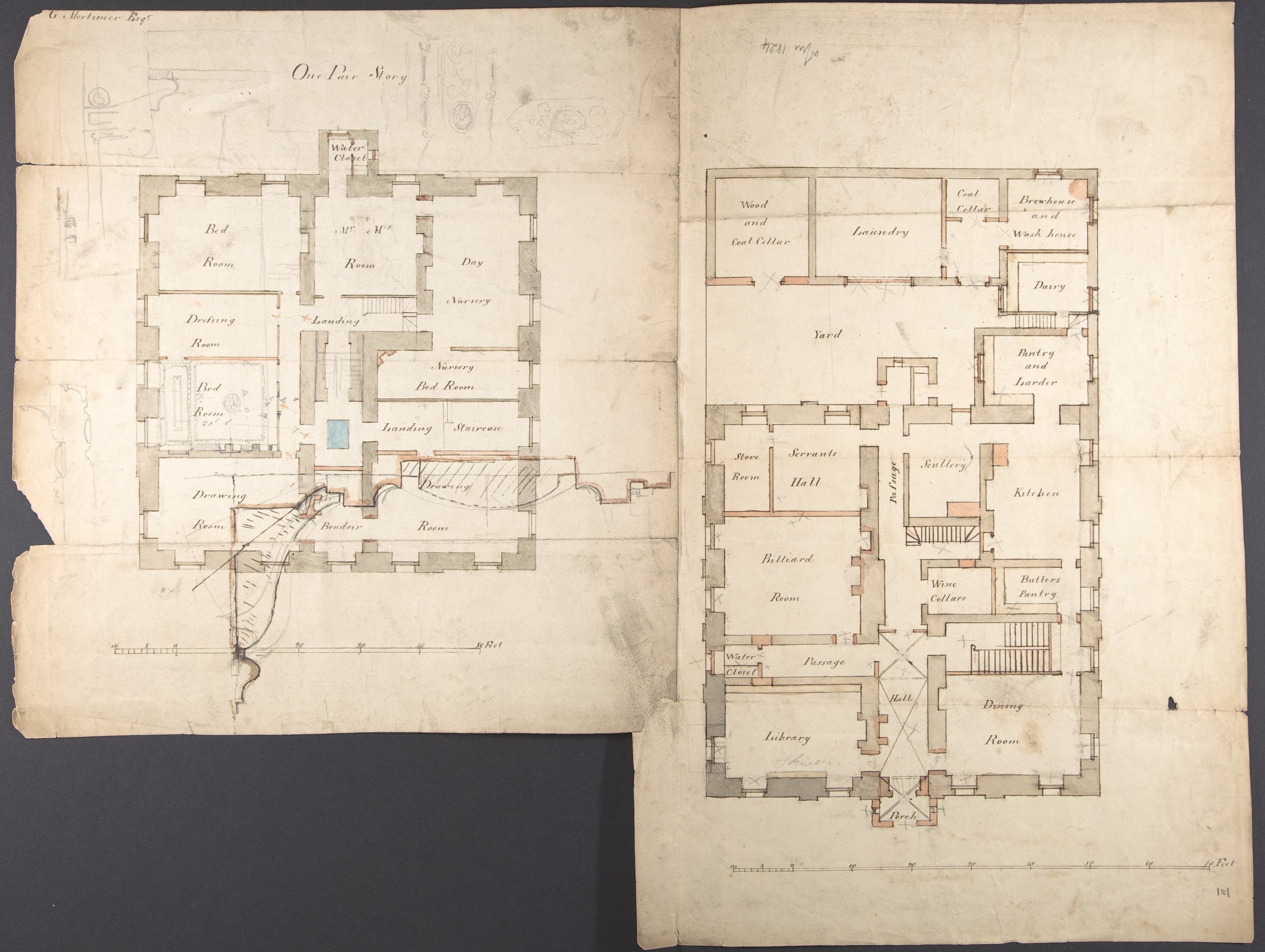 Hand-Drawn Historic House Floor Plan