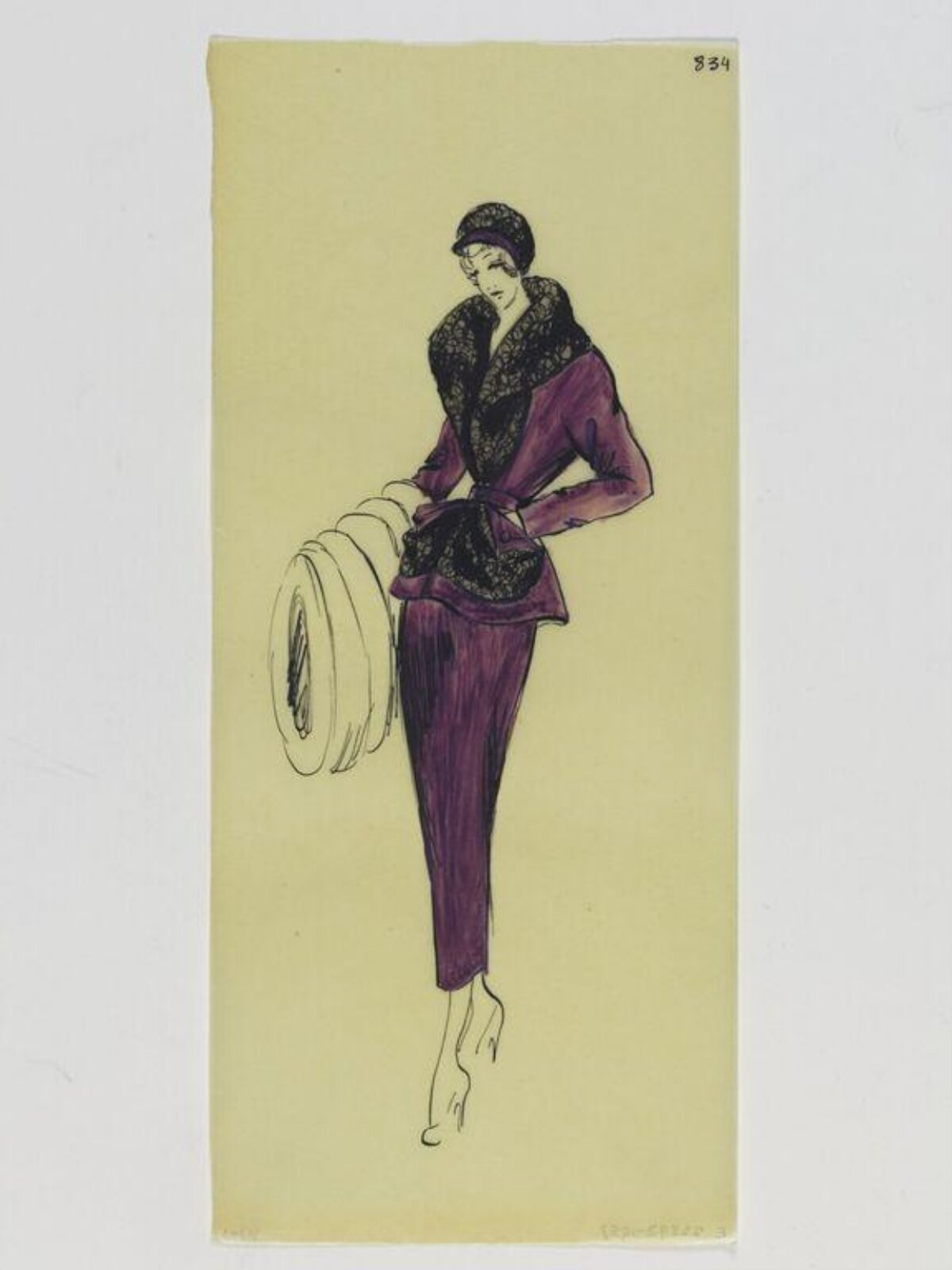 Vintage Purple Ensemble Fashion Sketch