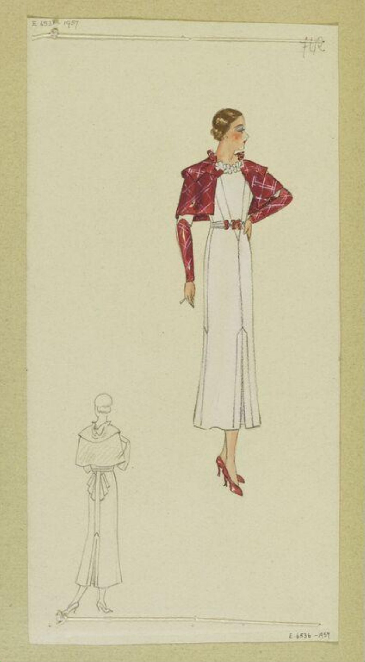 Vintage Dress Fashion Design Sketch