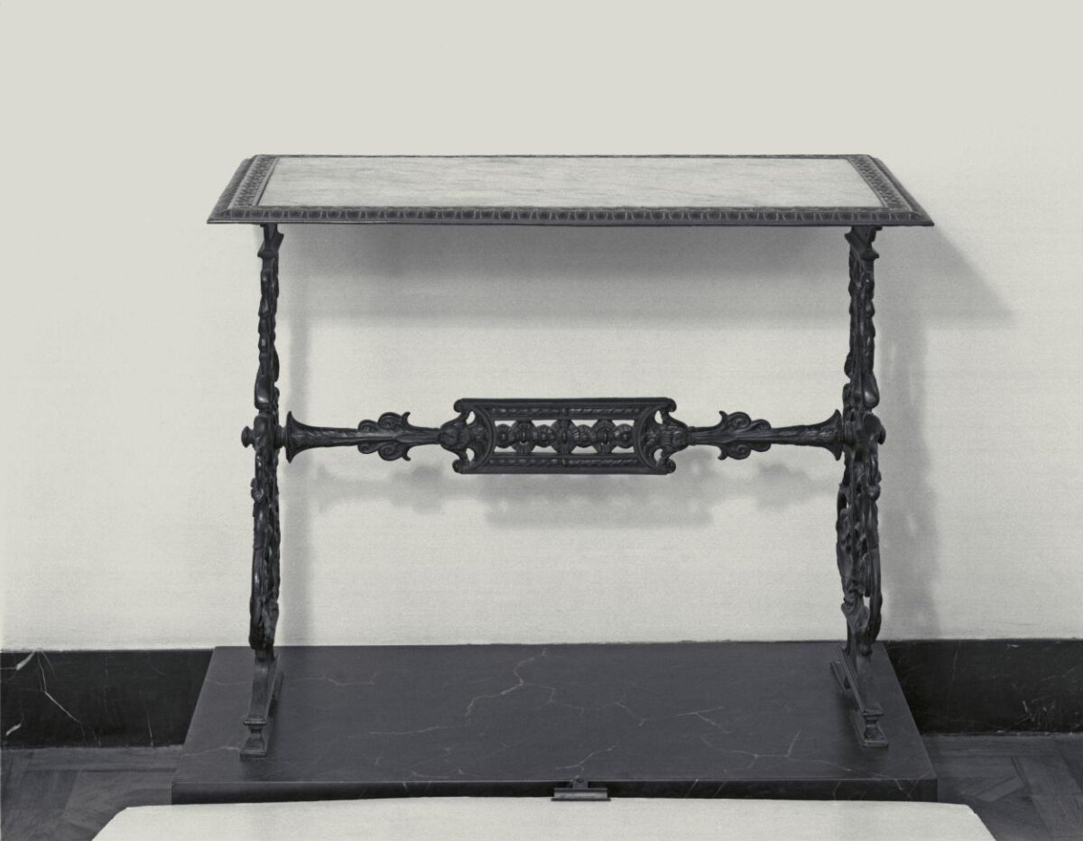 Ornate Cast Iron Marble Console Table