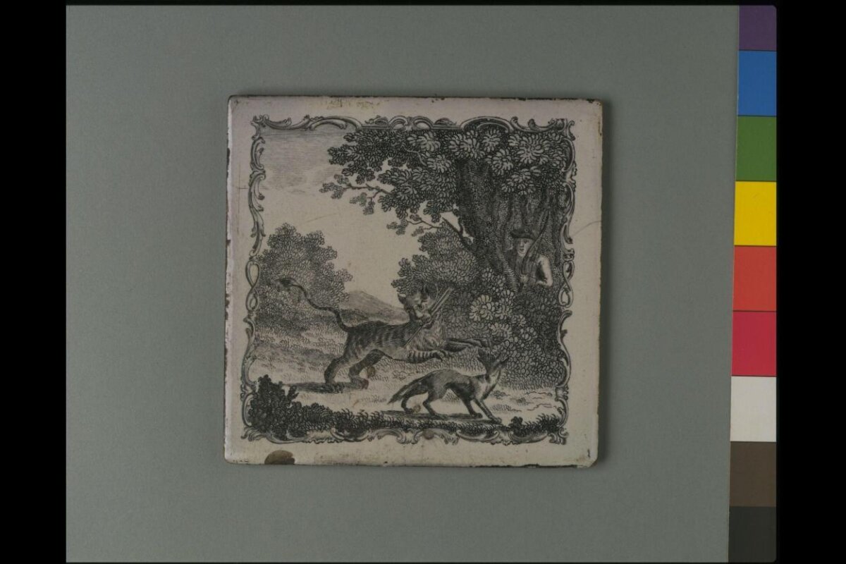 Antique Hunting Scene Ceramic Tile