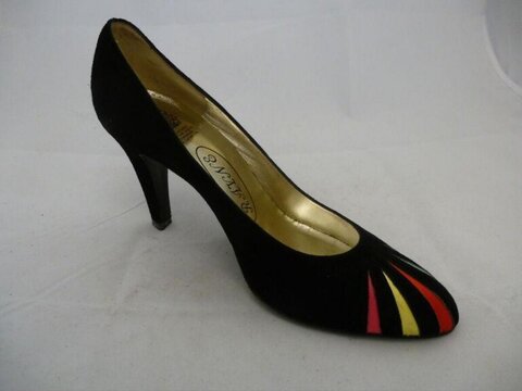 Black High Heel Pump with Colorful Stripes