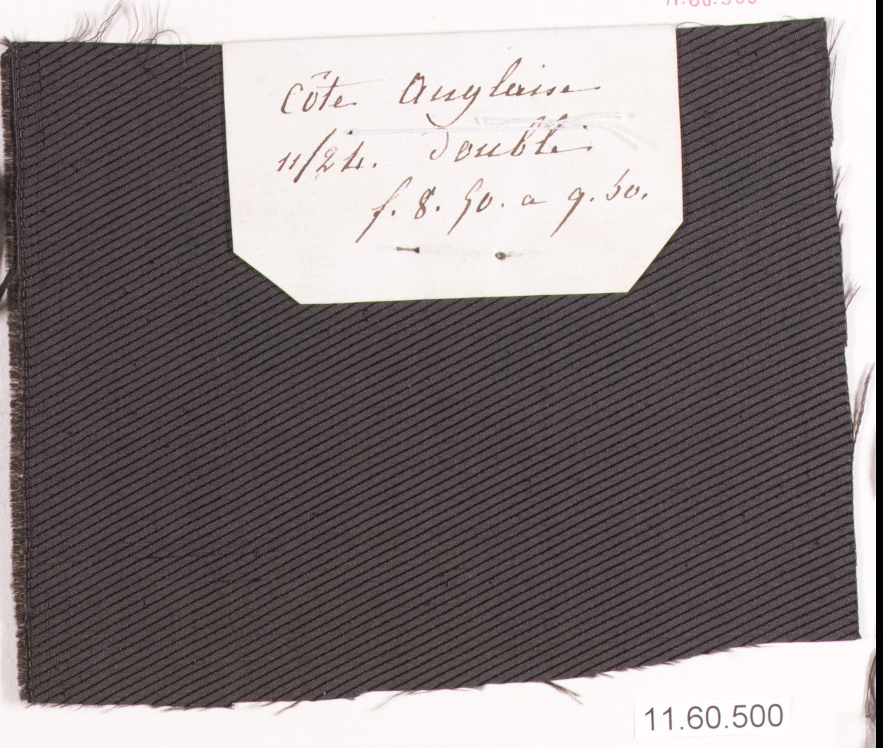 Black Textile Fabric Sample with Handwritten Label