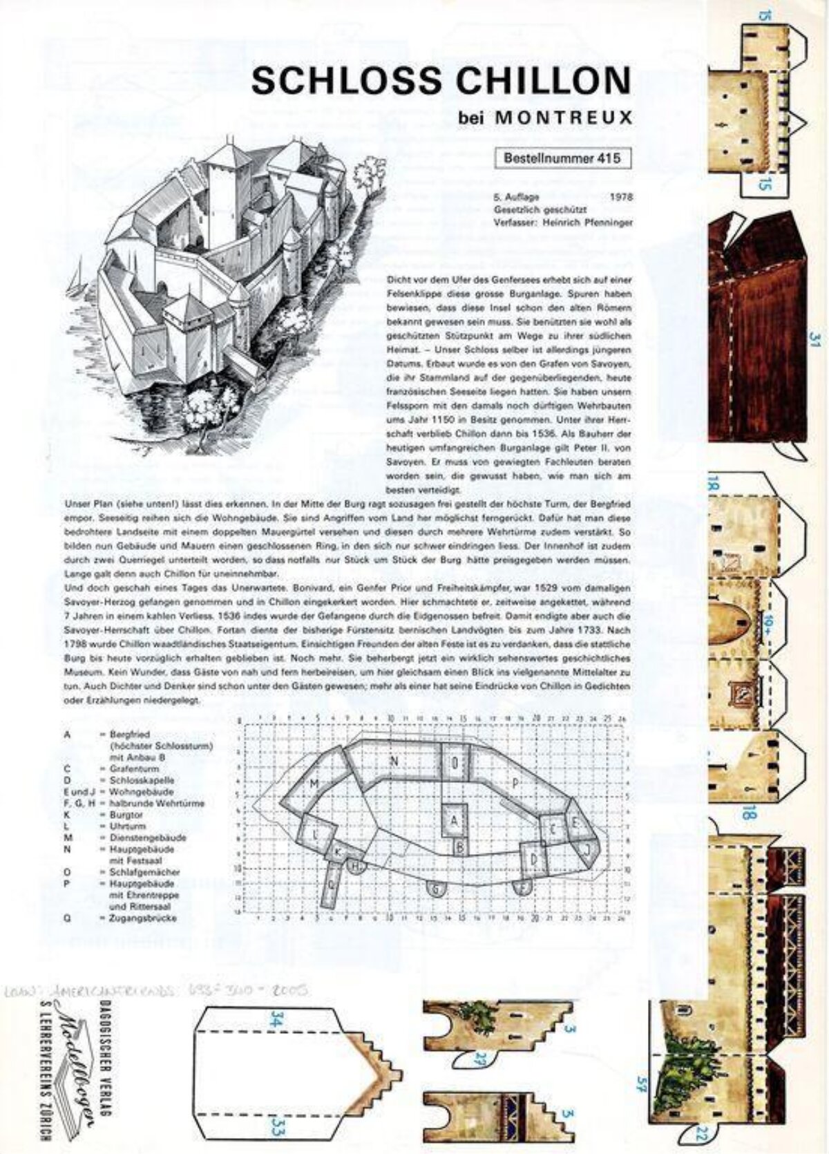 Chillon Castle Paper Model Plan