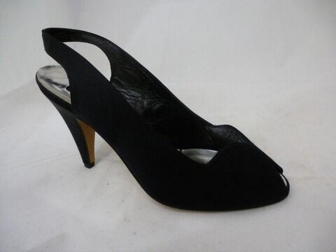 Black Peep-Toe Slingback High Heel