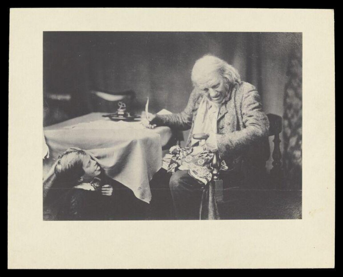 Vintage Photo of Old Man and Child