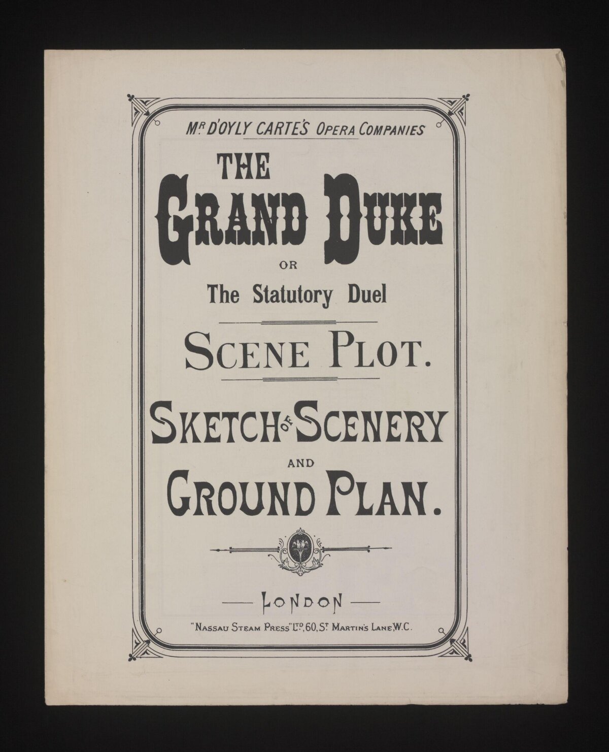 The Grand Duke Opera Scene Plot Title Page