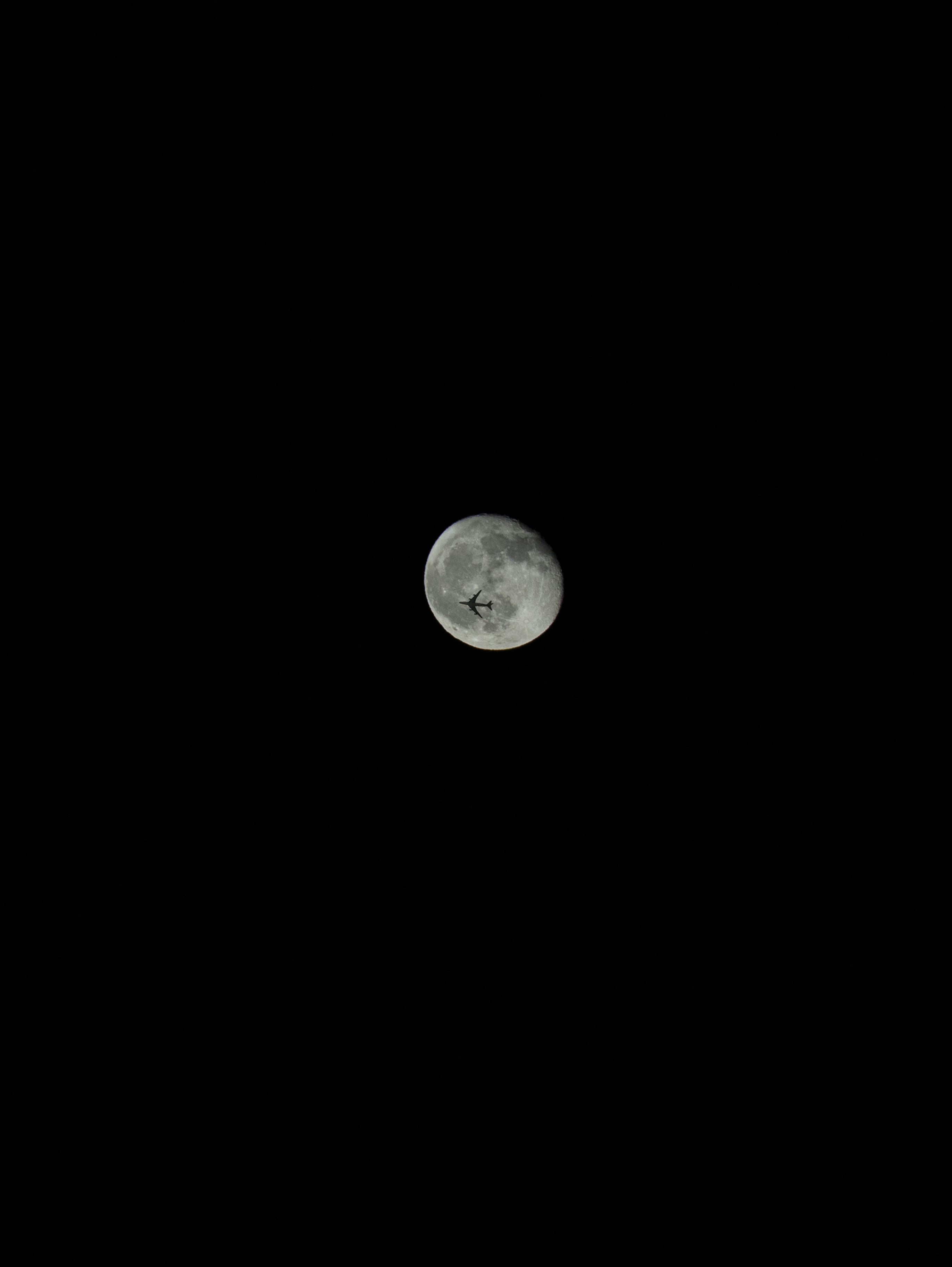 Airplane Passing In Front of Moon