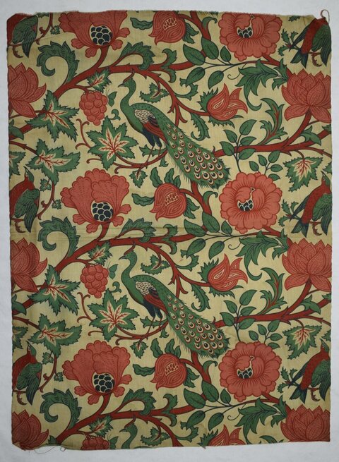 Peacock Floral Pattern Printed Fabric