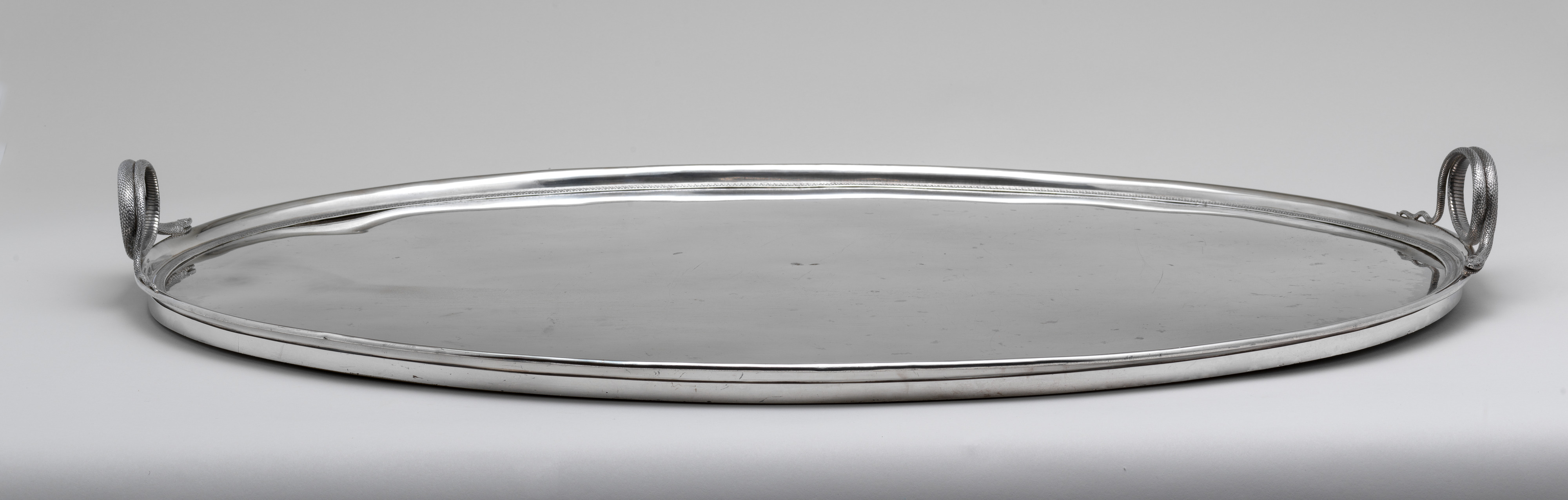 Oval Silver Handled Serving Tray