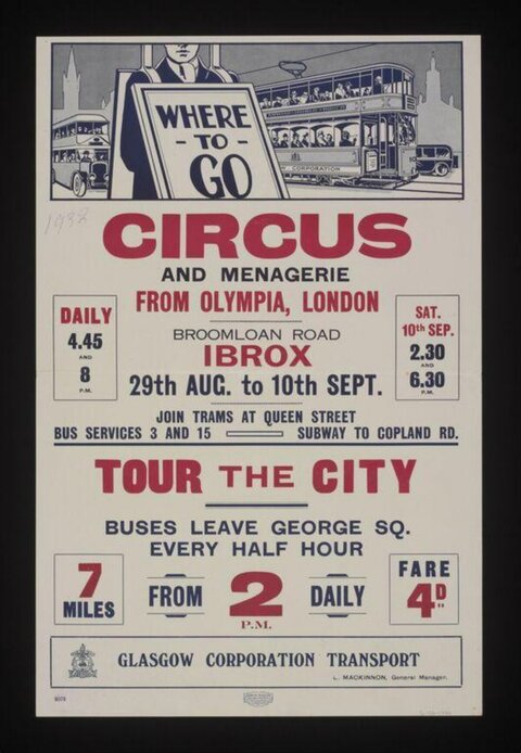Vintage Glasgow Transport Circus Poster