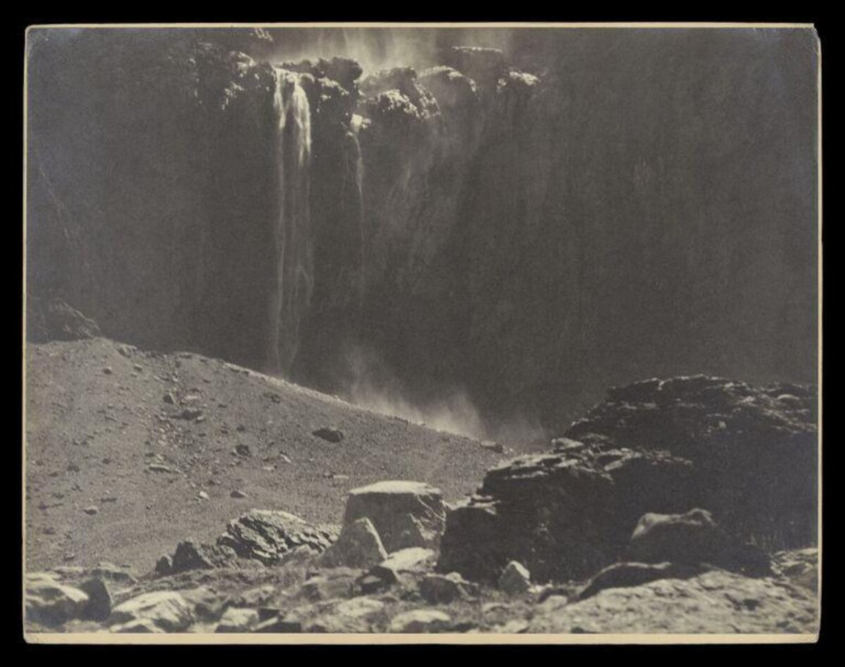 Vintage Mountain Waterfall View