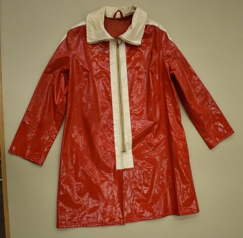 Red and White Glossy Vinyl Coat