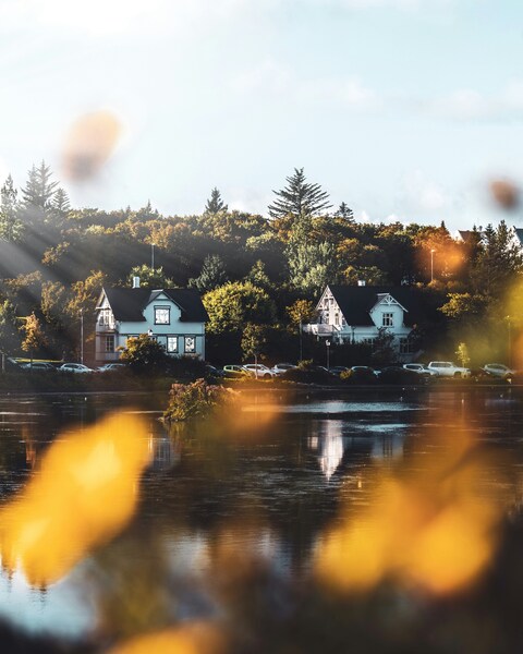 Autumn Lakefront Residential View