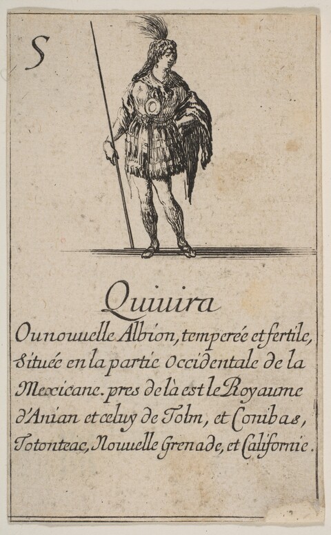 Antique Print of Quiuira Warrior
