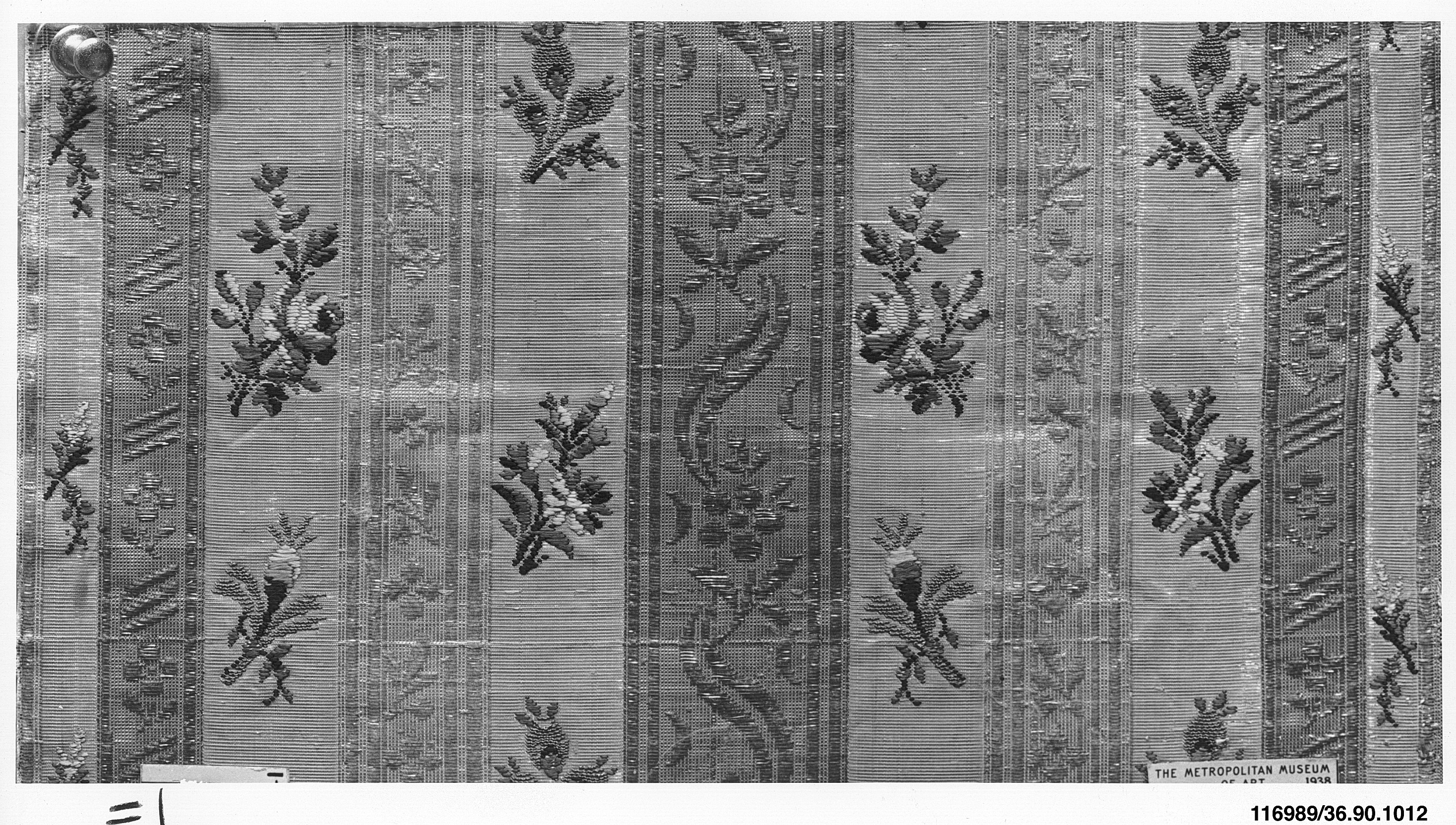 Antique Floral Woven Textile Sample
