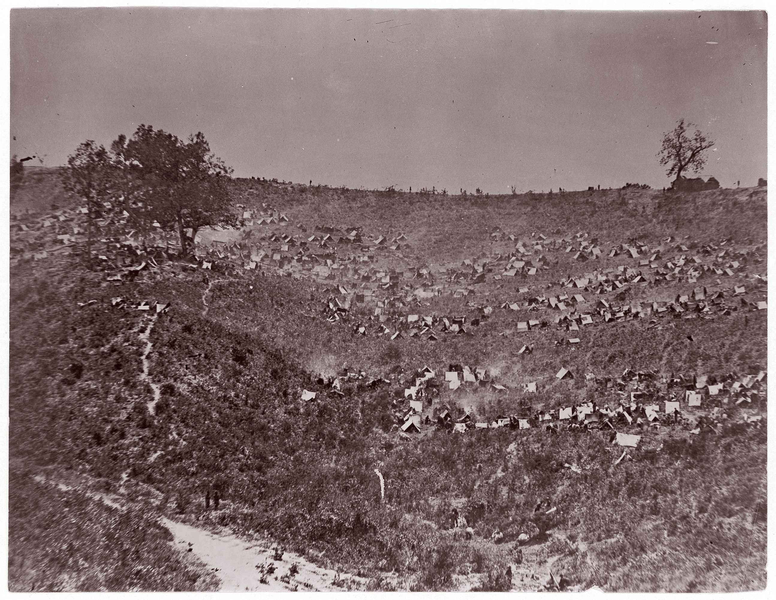 Large Hillside Army Encampment