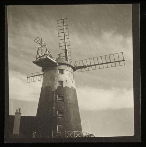Vintage Black and White Windmill