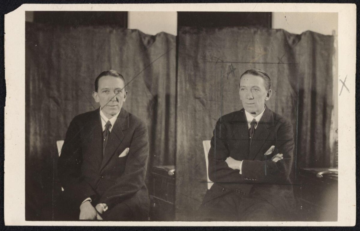 Vintage Double Portrait of Same Man