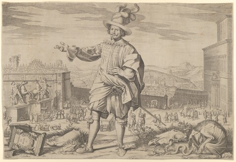 17th Century Engraving of a Standing Nobleman