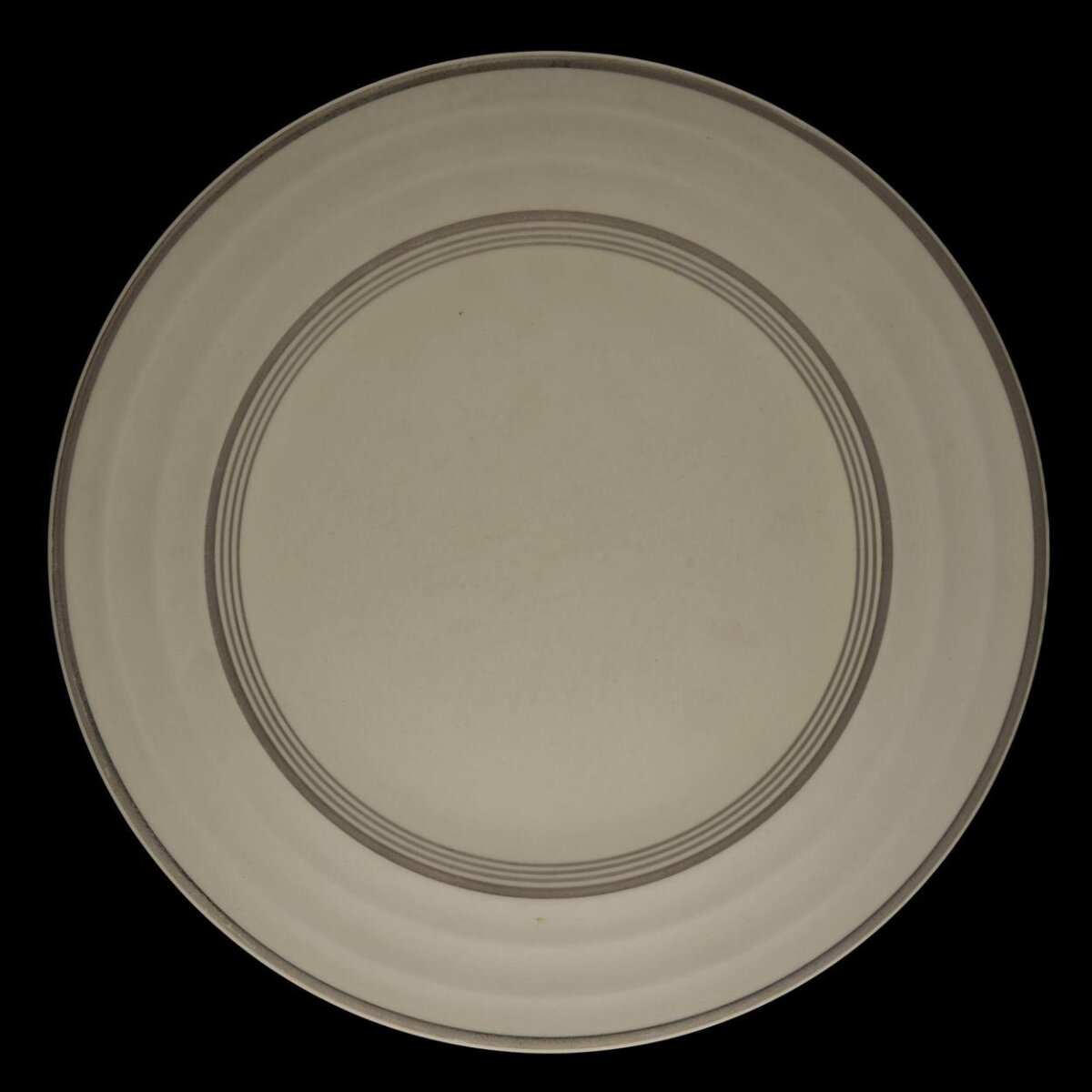 Off-white Plate with Gray Striped Borders — Black Backgrounds