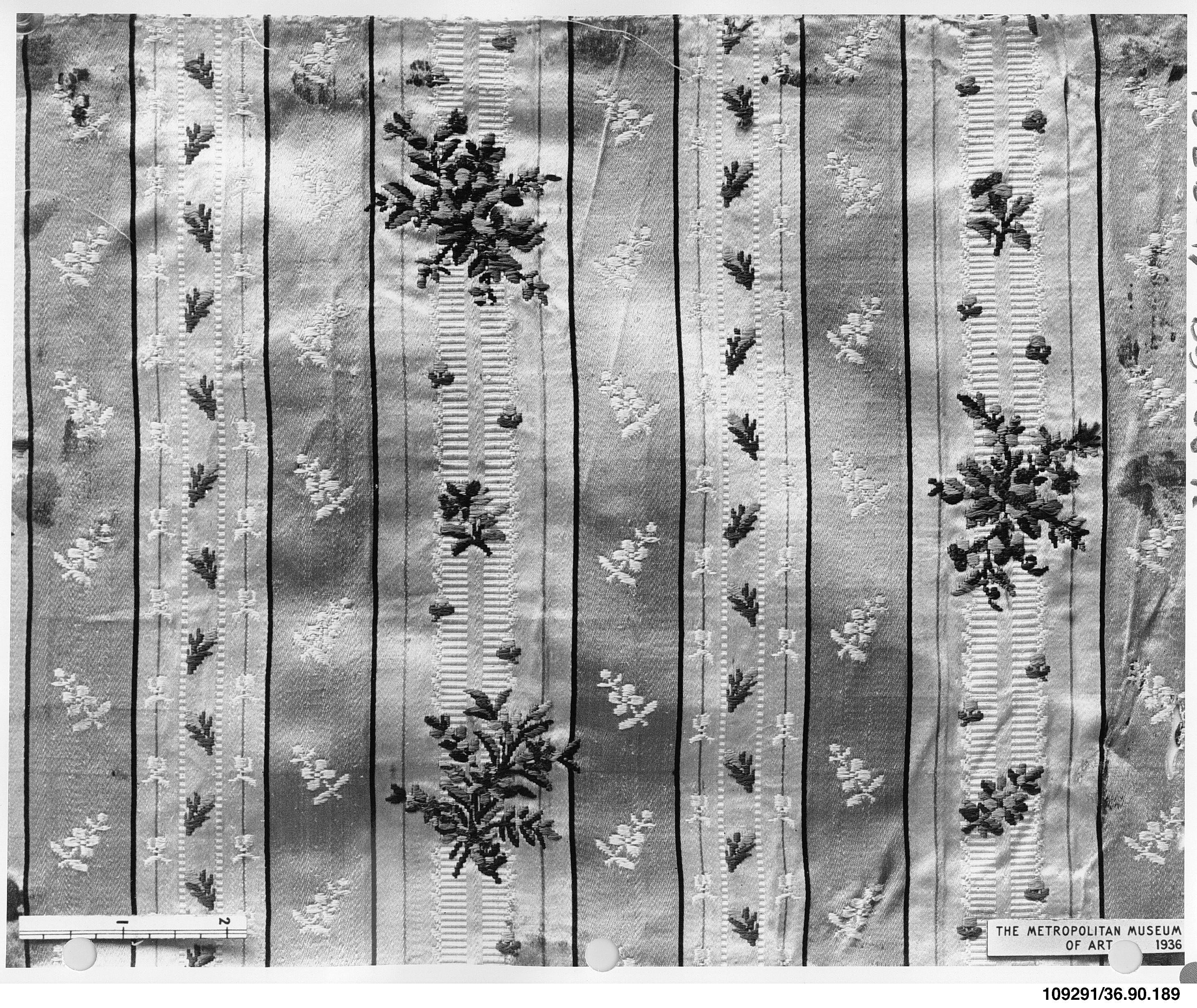 Antique Floral Striped Woven Textile