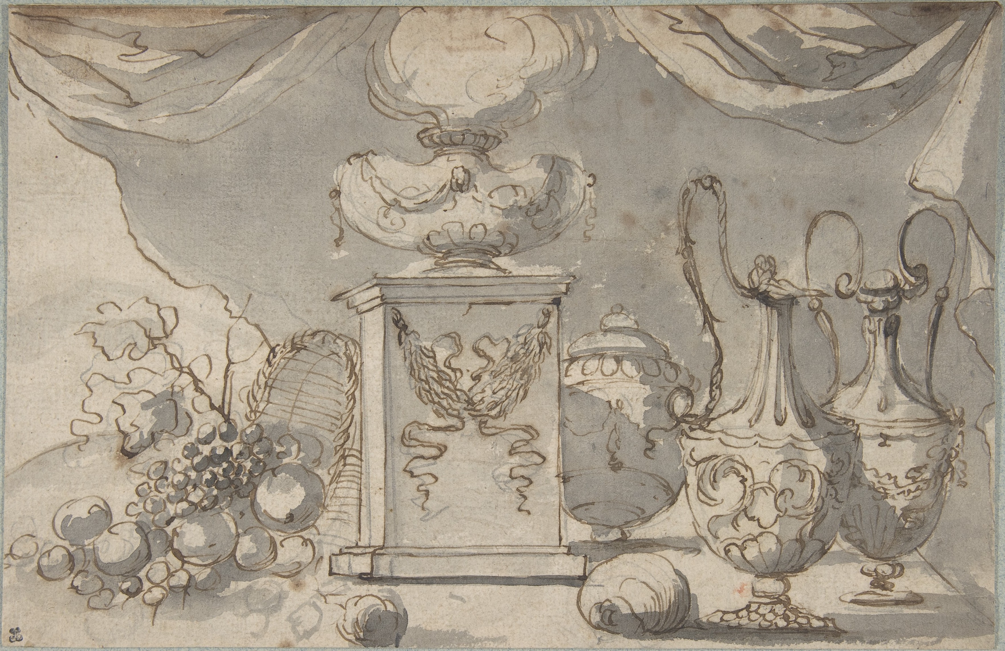 Still Life Sketch of Vessels and Fruit