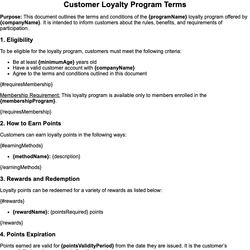 Customer Loyalty Program Terms
