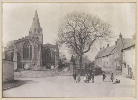 Vintage Village Street With Church