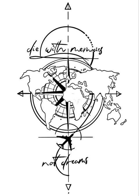 Travel Compass Quote Line Art